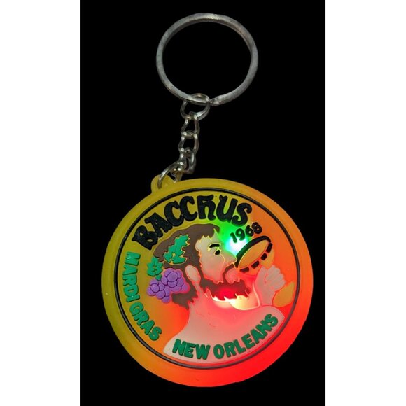 Bacchus Mardi Gras New Orleans Light Up Keychain - Picture 3 of 8